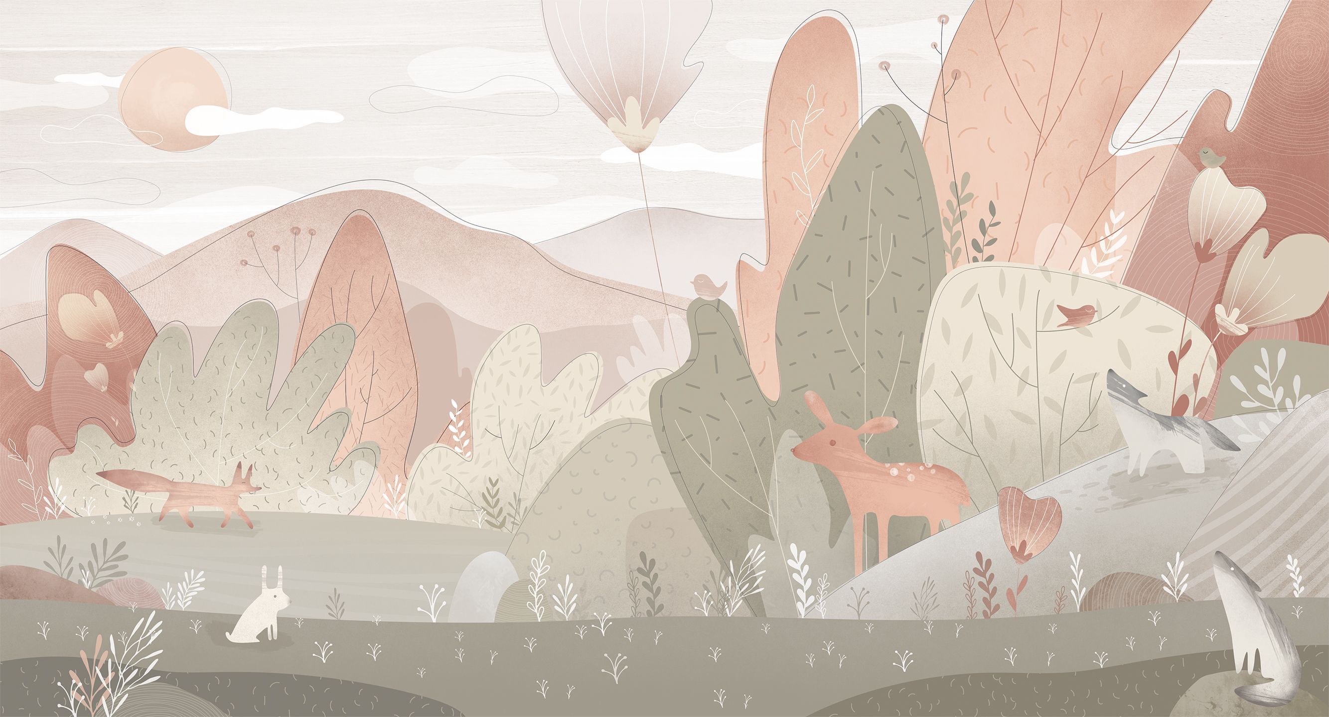 256501 Creativille пейзаж с деревьями и животными