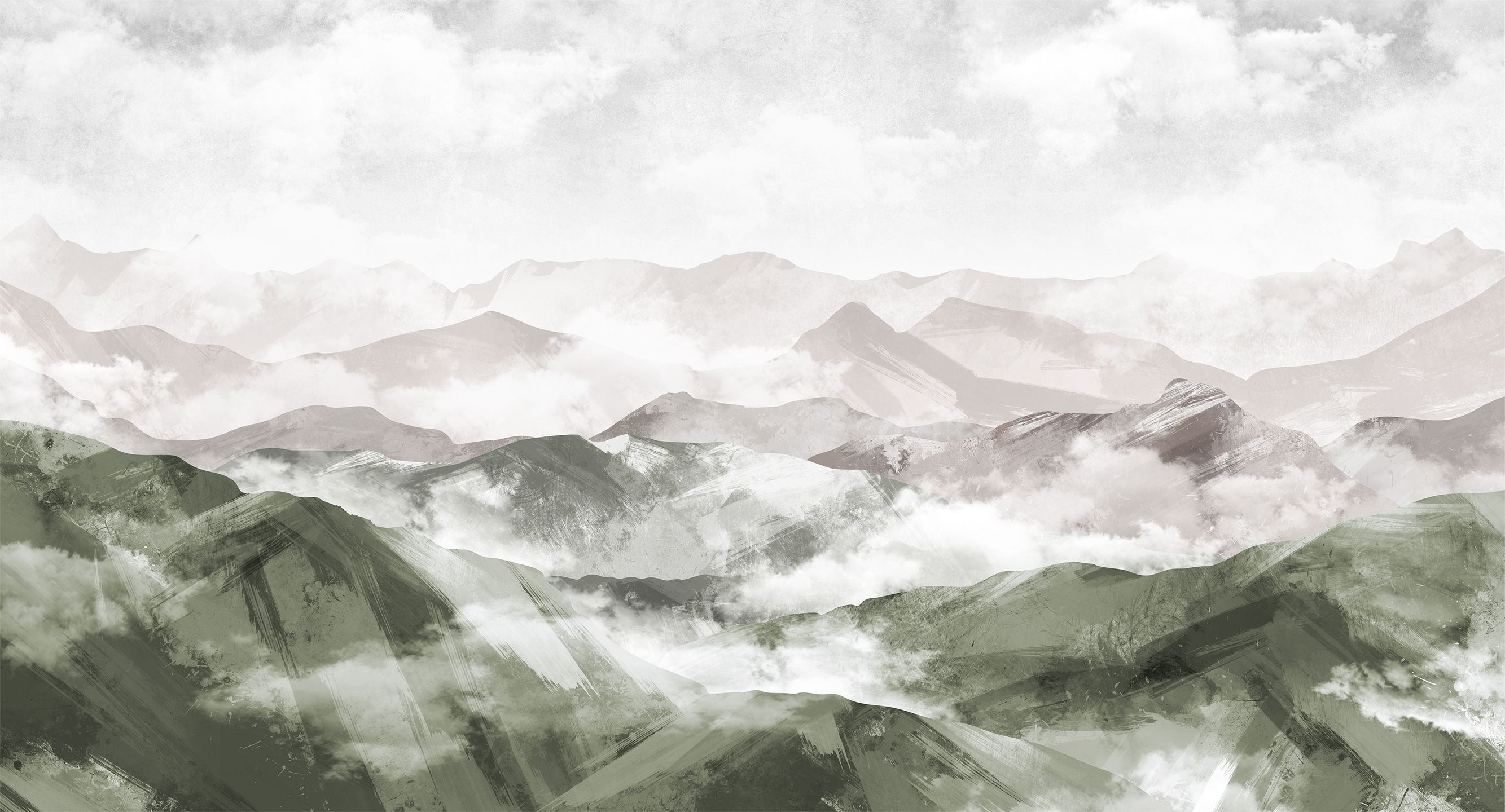 257024 Creativille горный пейзаж с облаками