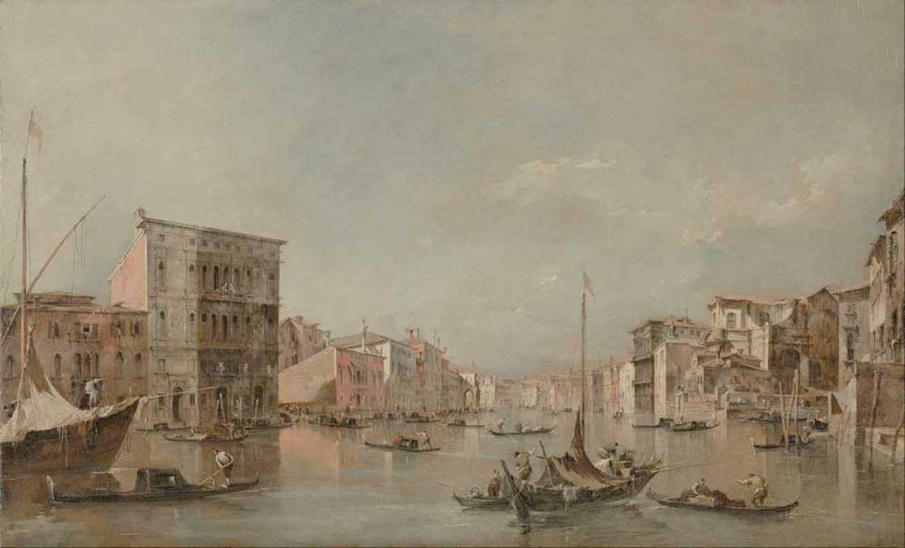 Affresco Классические пейзажи Francesco Guardi, The Grand Canal Venice with the Palazzo Bembo