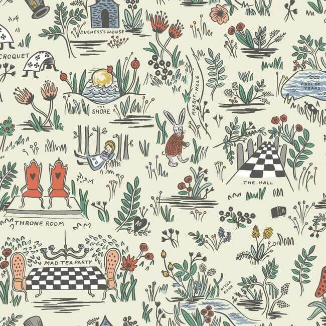 York  Rifle Paper Co. Wallcoverings  Wonderland Premium Peel + Stick Wallpaper- Pastel PSW1330RL