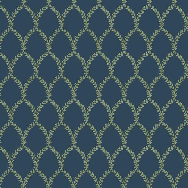 York  Rifle Paper Co. Wallcoverings  Laurel Wallpaper- Navy RI5179
