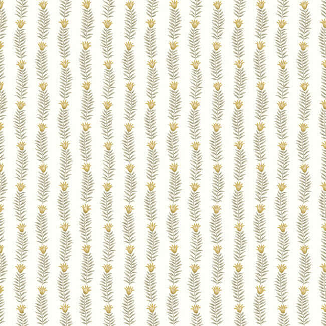 York  Rifle Paper Co.  Eden Wallpaper- White & Metallic Gold RP7343