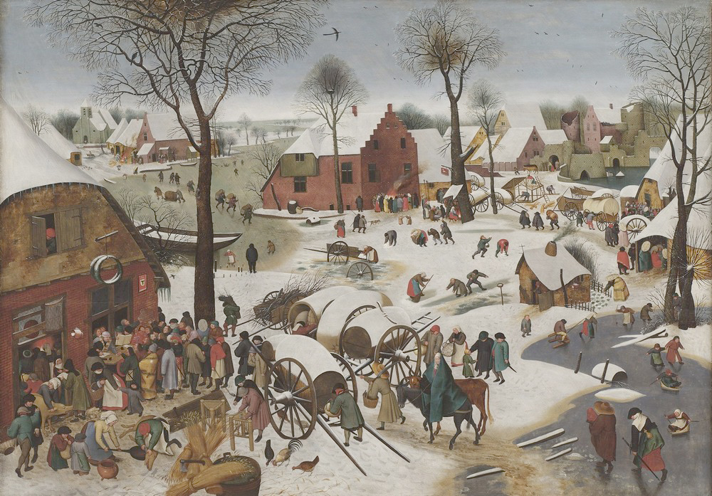 Affresco Жанровые сцены Census at Bethlehem, Workshop Pieter Brueghel the Younger