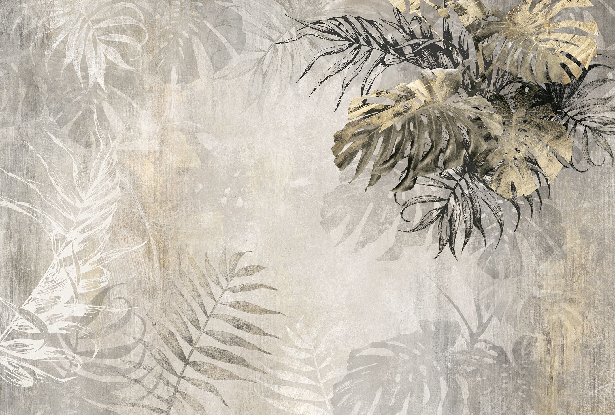 424212 Creativille тропические листья на гранжевом фоне