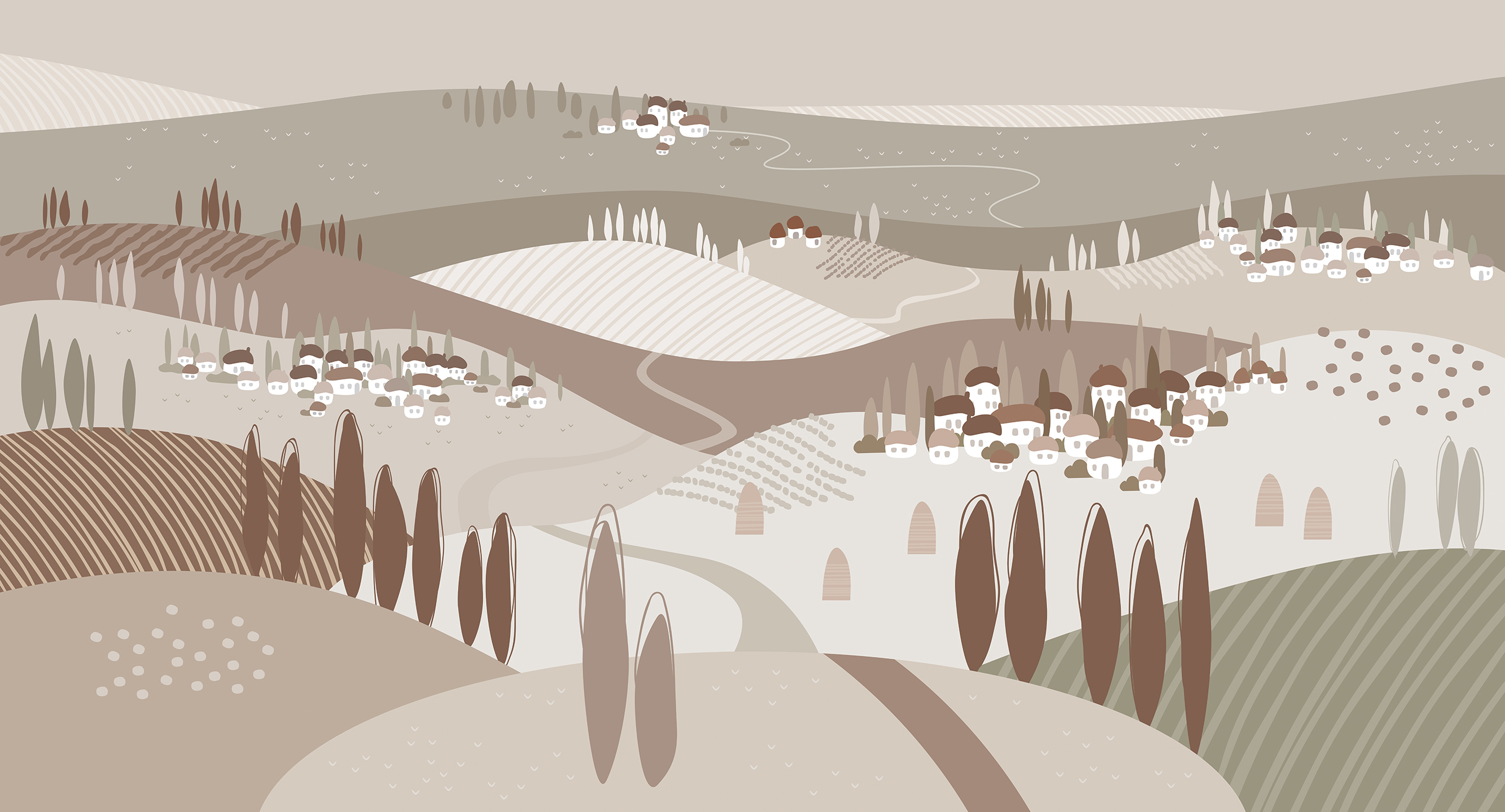 254520 Creativille домики на холмах с кипарисами