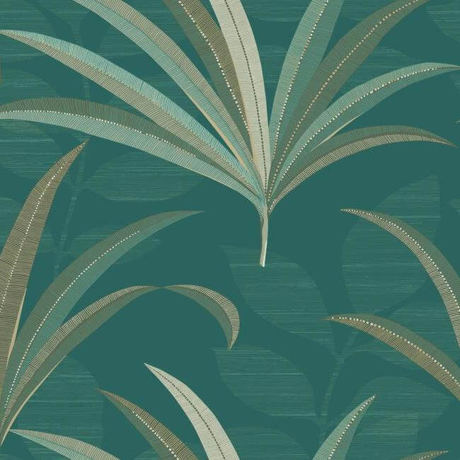 York  Antonina Vella Deco  El Morocco Palm Wallpaper- Teal/Green CA1549